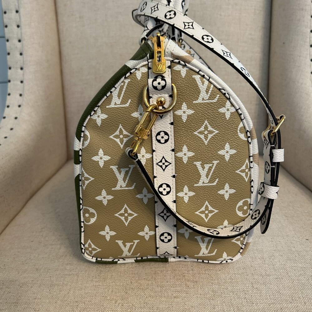 Louis Vuitton Giant Monogram Green Khaki Speedy 30 Bandouliere - Picture 3 of 7